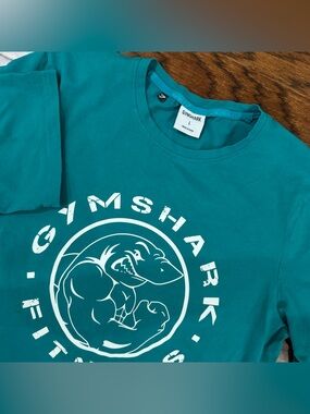 Gymshark Legacy T-Shirt Men's L Teal Graphic Print Logo Stretch Activewear Gym